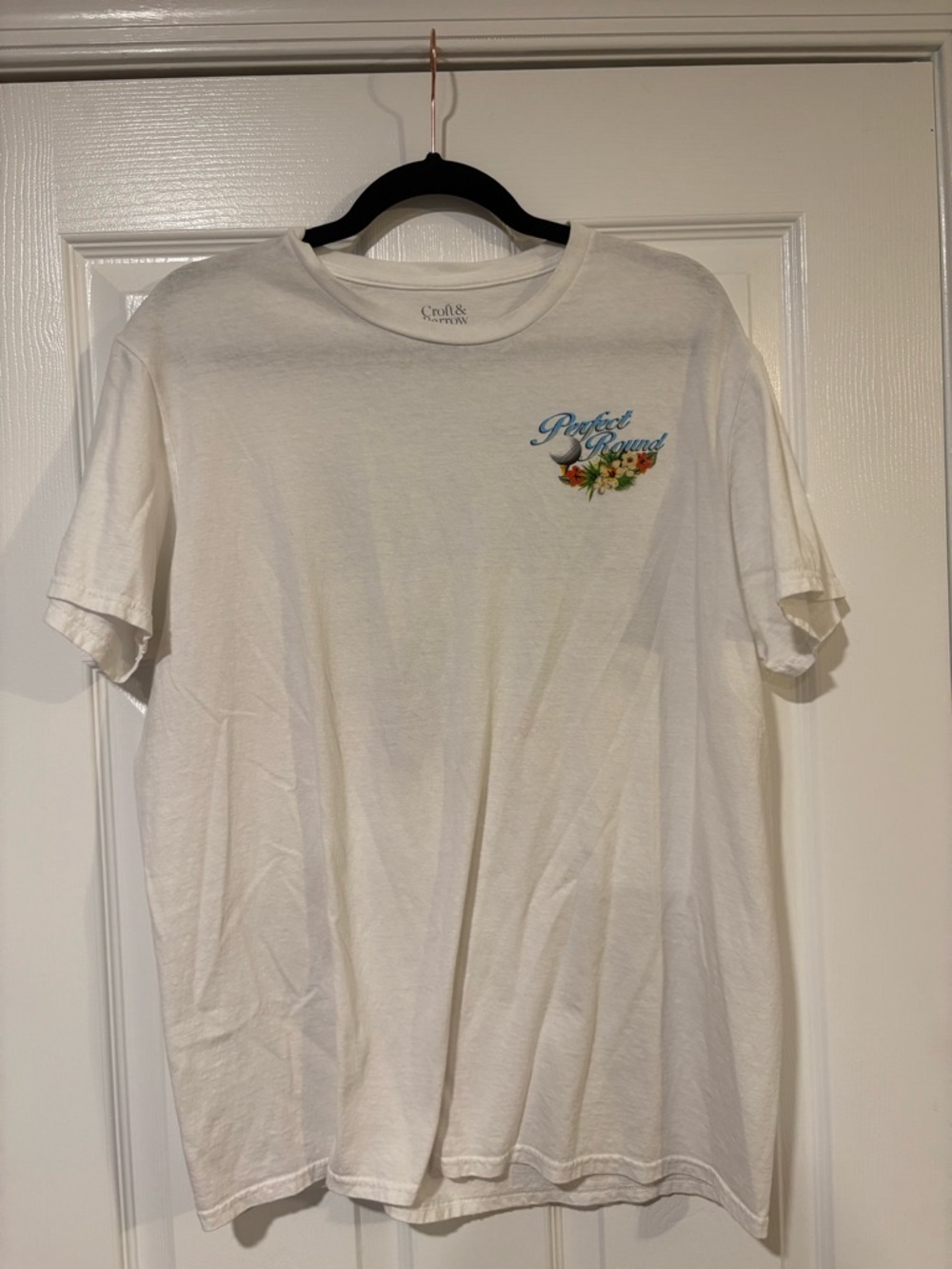 croft & barrow White Graphic Crew Tee with Blue Script